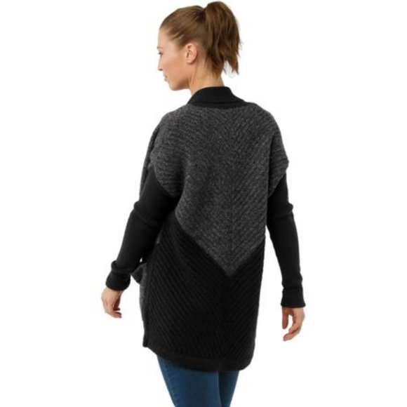 Smartwool Women's Moon Ridge Cardigan Sweater Wrap Gray Black Size Medium - Picture 3 of 13